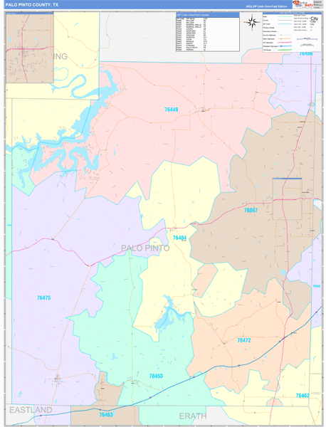 Palo Pinto County, TX Zip Code Map